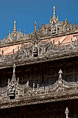 Myanmar - Mandalay, Shwenandaw Kyaung (the Golden Palace) a wonderful example of the Burmese unique teak architecture and wood-carving art. 